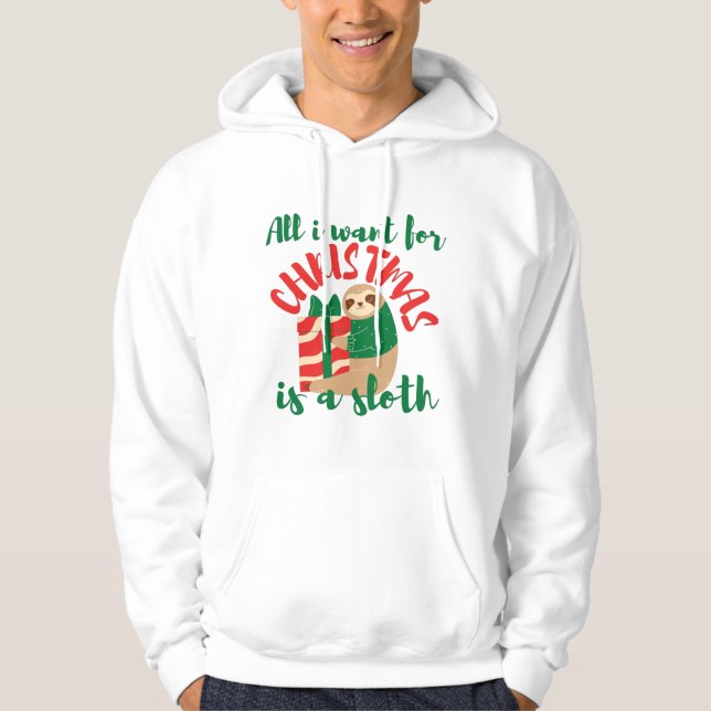ALLT JAG VILL HA FÖR CHRISTMAS ÄR ETT LÅNGT JULAFT HOODIE (Framsida)