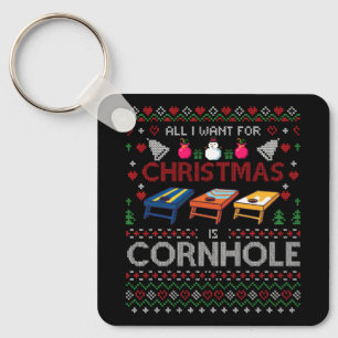 Allt jag vill ha i jul är Cornhole Ugly Cornhole Nyckelring