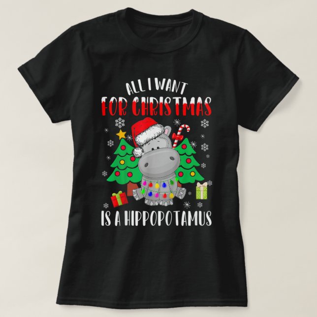 Allt jag vill ha i jul är en Hippopotamus Pajama T Shirt (Design framsida)