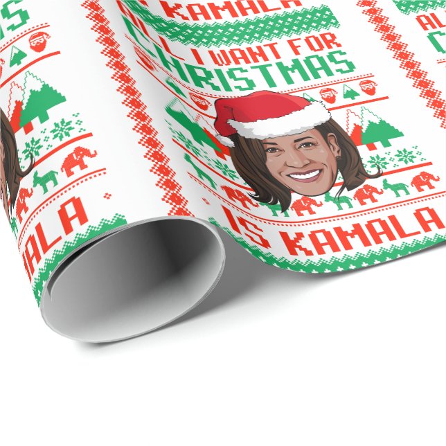 Allt jag vill ha i jul är Kamala Presentpapper (Rullad Hörn)