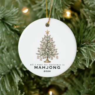 Allt jag vill ha i jul är Mahjong Rolig högtid Julgransprydnad Keramik