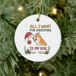 Allt jag vill ha i jul är min hundkonst julgransprydnad keramik