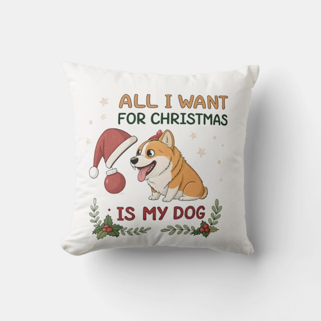 Allt jag vill ha i jul är min hundkonst kudde (Framsida)