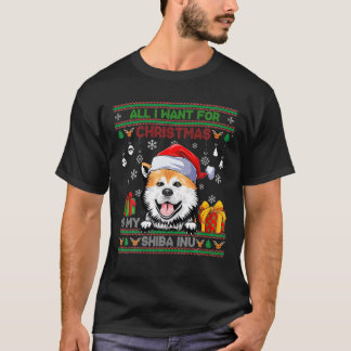 Allt jag vill ha i jul är Shiba Inu Ugly Christm T Shirt