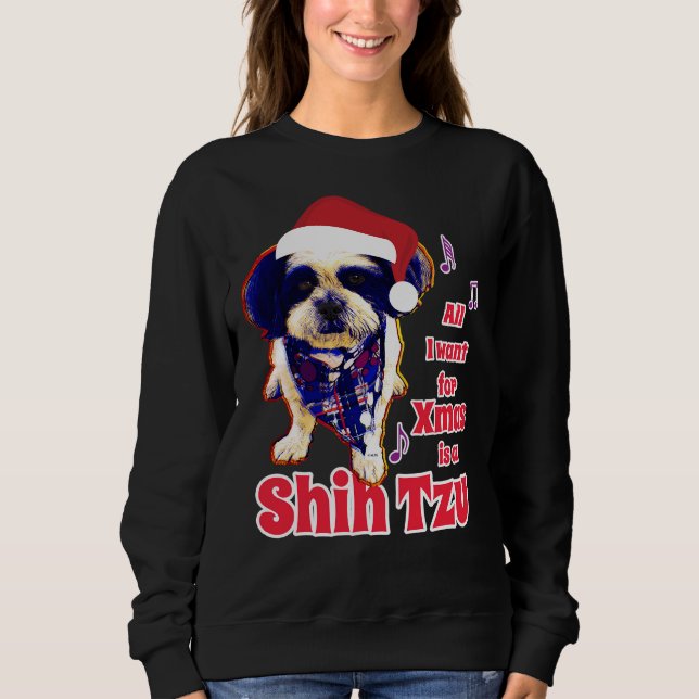 Allt jag vill ha i Julafton är en Shih Tzu T Shirt (Framsida)