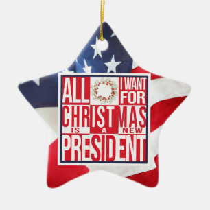 Allt jag vill ha i julen Ny president Patriotic Julgransprydnad Keramik
