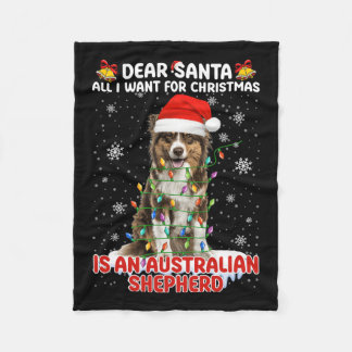 Allt jag vill ha i julklapp är Australian shepherd Fleecefilt