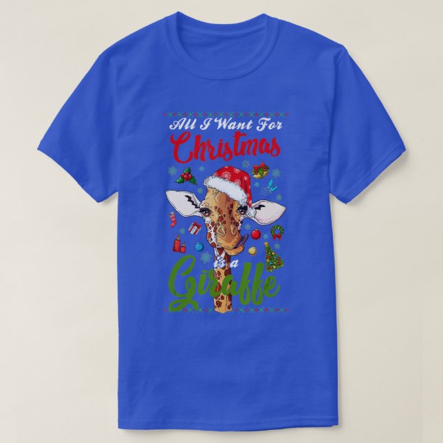 Allt jag vill ha i julklapp är en giraff jul t shirt (Design framsida)