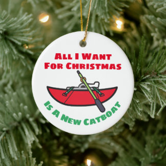 Allt jag vill ha i julklapp är en ny fångstbåt julgransprydnad keramik
