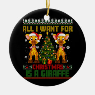 Allt jag vill ha i julklapp är giraffdjur, fuktig  julgransprydnad keramik