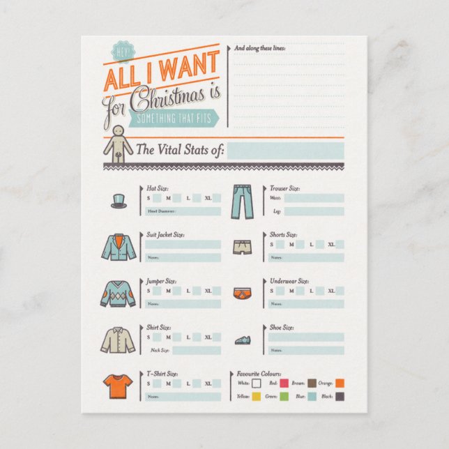 Allt jag vill ha i julklapp helg vykort (Framsida)