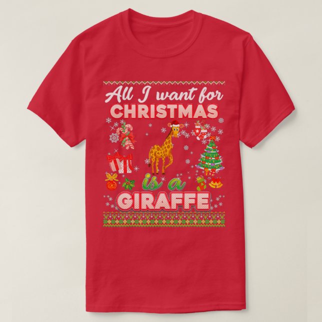 Allt jag vill ha jul är en giraffe t shirt (Design framsida)