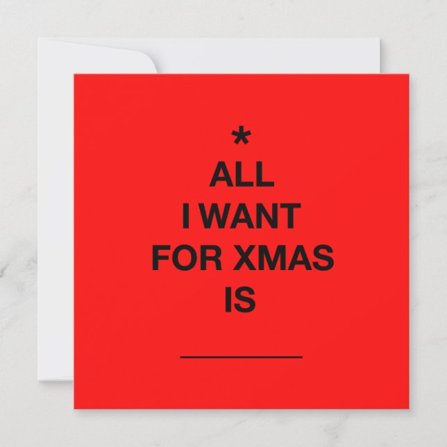 "Allt jag vill ha" - Julkort - Rött (Framsida)