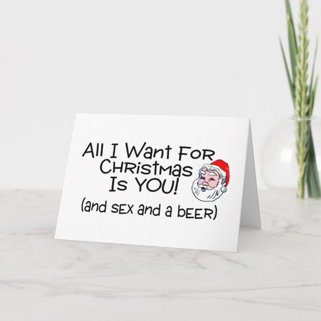 Allt jag vill ha till jul är du och öl helgkort (Framsida)
