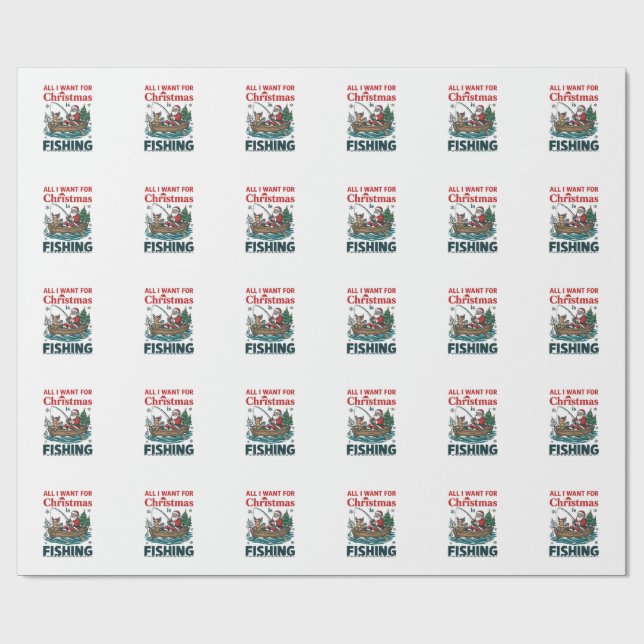 Allt julen önskar är fiskande tomte ren båt presentpapper (Platt)