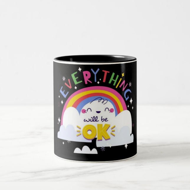 Allt kommer att bli bra" Rainbow Lettering Mugg (Center)