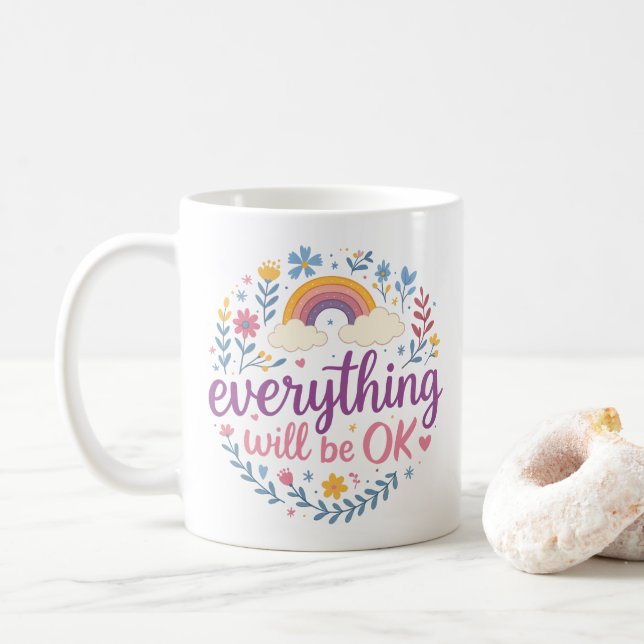 Allt kommer att gå bra kaffemugg (Med munk)