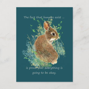 Allt kommer att vara okej Bunny Quote Vykort