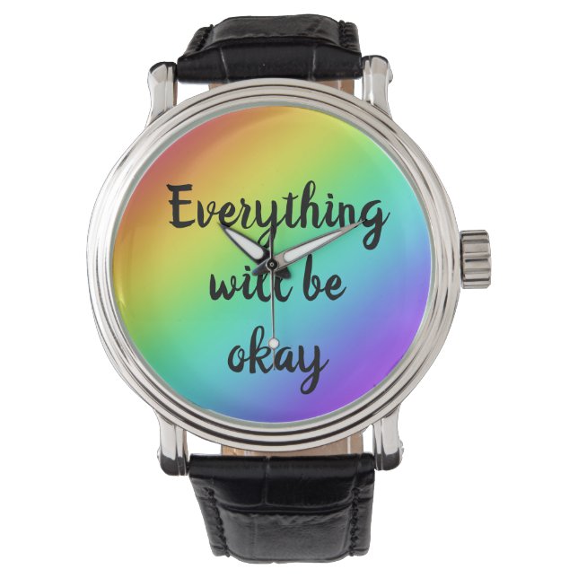 "Allt kommer att vara okej" Rainbow Watch Armbandsur (Framsida)