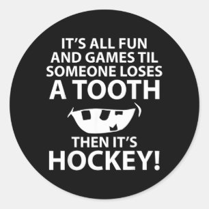 Allt kul och lekar hockeyspelare runt klistermärke