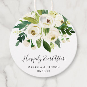 Allt lyckligt vitt elegant blommig bröllop gåvor etiketter