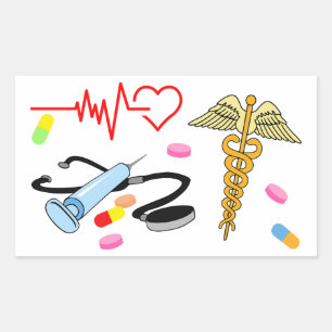 Allt medicinskt rektangulärt klistermärke