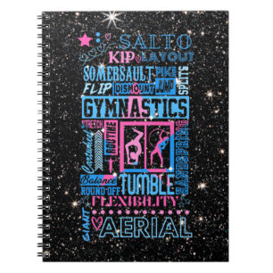 Allt om gymnastiktypografi i Rosa och blått Anteckningsbok