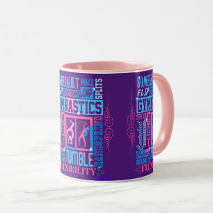 Allt om gymnastiktypografi i Rosa och blått Mugg