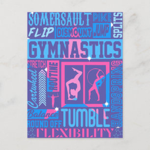 Allt om gymnastiktypografi i Rosa och blått Vykort