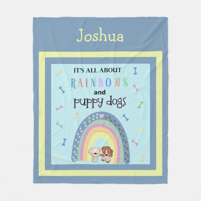 Allt om Rainbows och Puppy Hundar Fleecefilt (Framsidan)