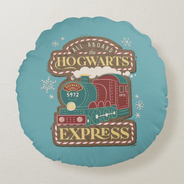 Allt ombord på HOGWARTS™ Express-julkakan Rund Kudde (Framsidan)