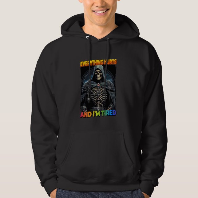 Allt Ontr och krämfärgad Skeleton 2 Hoodie (Framsida)