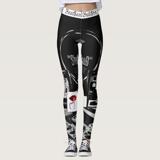 Allt-över-utskrift - "Beat$andBull$slå" - legering Leggings (Framsida)