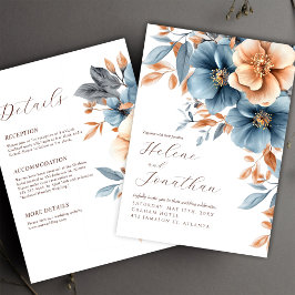 Allt på en Elegant, Dusty Blue Terracotta Bröllop Inbjudningar