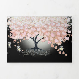 Allt på en Elegant Rosa Heart Löv Bröllop Tri-Fol