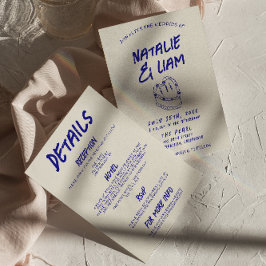 Allt på en gång i Hand plockade-kummel Retro Bröll Inbjudningar