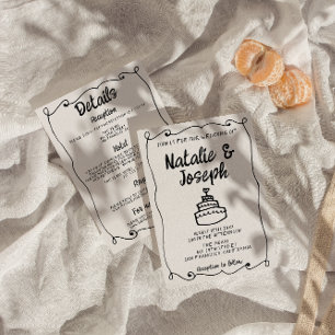 Allt på en Hand plockade-kummeln Retro Ram Bröllop Inbjudningar