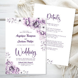 Allt på en Rosa Blommigt Bröllop Inbjudningar