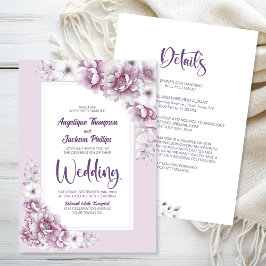 Allt på en Rosa Blommigt Bröllop Inbjudningar
