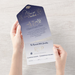 Allt på ett bröllop Bjud de boda azul con brillo