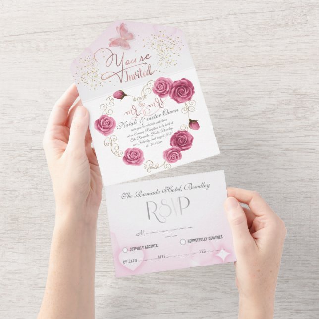 Allt på ett bröllop bjuder in para boda con rosas (Avrivbar del)