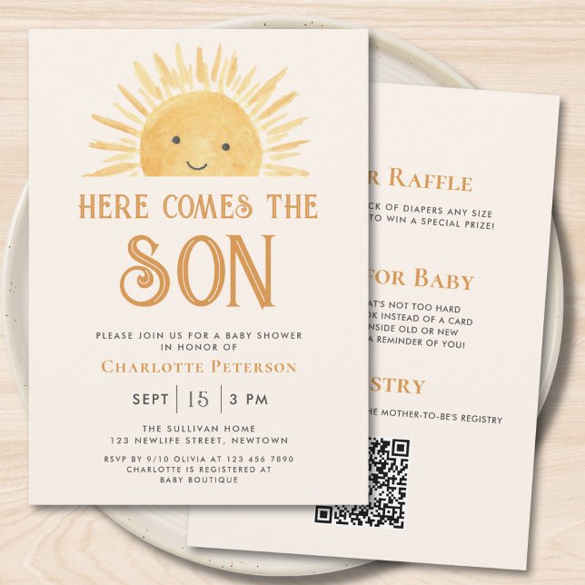 Allt på ett ställe Här kommer sonen Baby Shower Inbjudningar (Skapare uppladdad)
