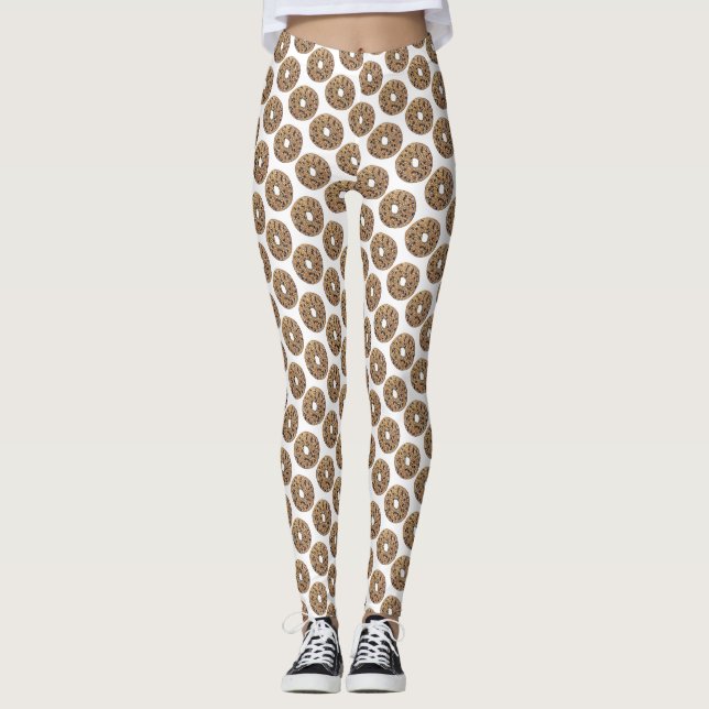 Allt poppy Sesame Seed Bagel Breakfast Food Leggings (Framsida)