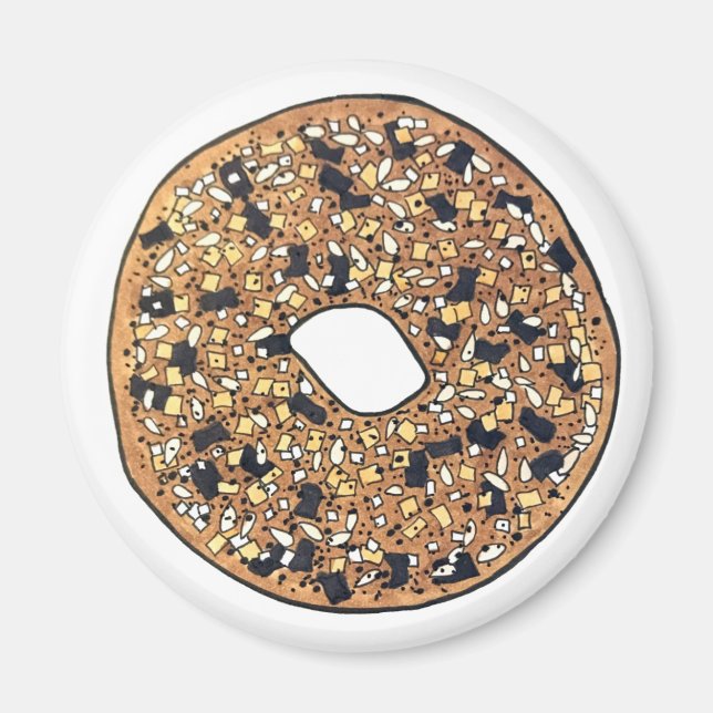 Allt poppy Sesame Seed Bagel Breakfast Food Magnet (Framsidan)