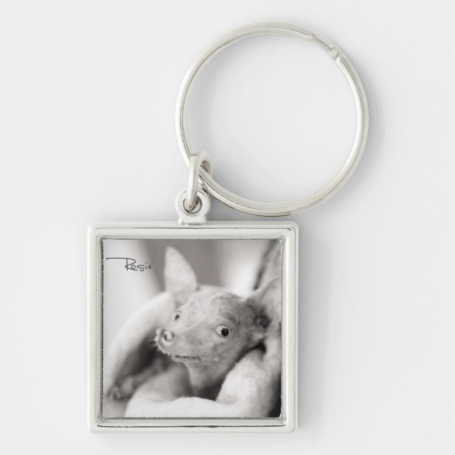 Allt Rosie foto Keychain Fyrkantig Silverfärgad Nyckelring (Framsidan)