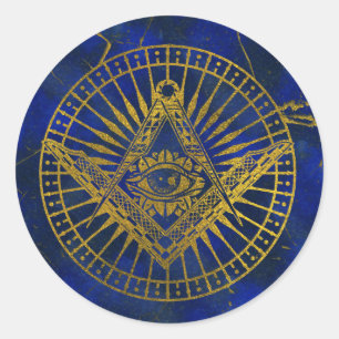 Allt seende Mystic öga i Masonic kompass på Lapi Runt Klistermärke