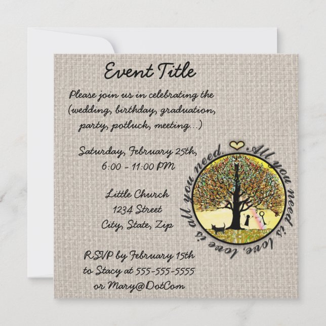 Allt som du behöver, är kärleklivets träd med inbjudningar (Framsida)