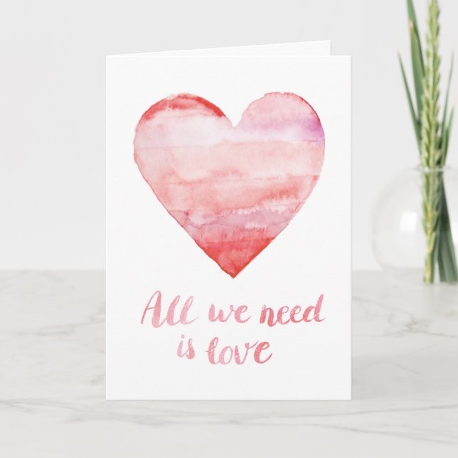 Allt som vi behöver, är kärlekvattenfärgvalentin helgkort (Framsida)
