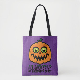 Allt uppställt på Halloween Candy Jack-O'-Lantern Tygkasse