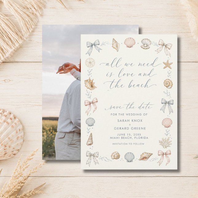 Allt vi behöver är kärlek & Beach Wedding Save the Meddelande (All We Need is Love & Beach Wedding Save the Date)